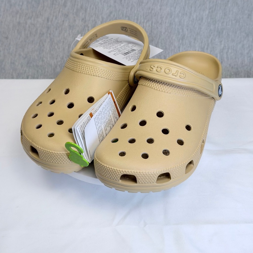 Crocs Classic Clog Wheat Tan Beige Mens 6 Womens 8 Unisex Sandal 10001-209 NEW
